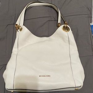 Michael Kors Fulton Satchel - Optic White Pebbled Leather